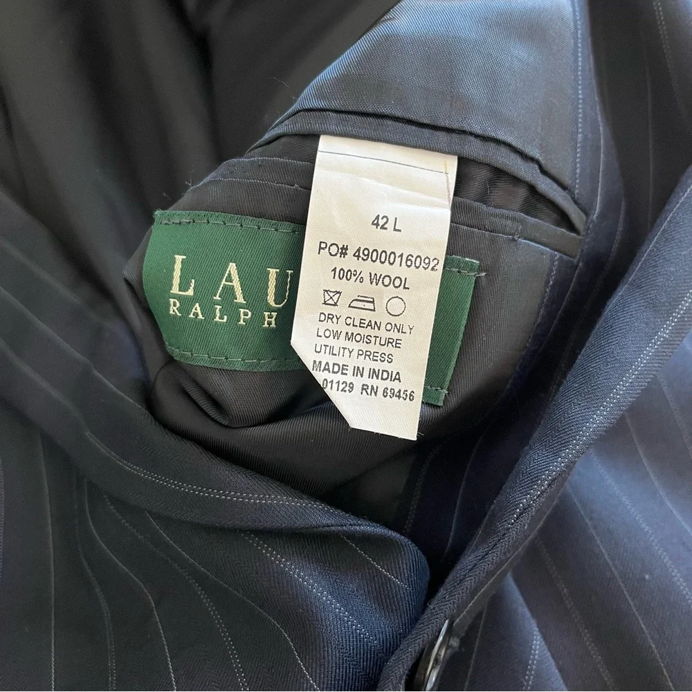 Lauren Ralph Lauren Men’s Wool Navy‎ Striped Jacket Blazer 42L